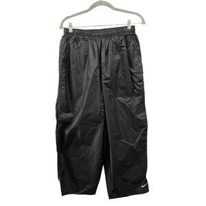 Nike Youth Kids L (12-14) Nylon Crop Capri Track Pants Black Windbreaker Y2K
